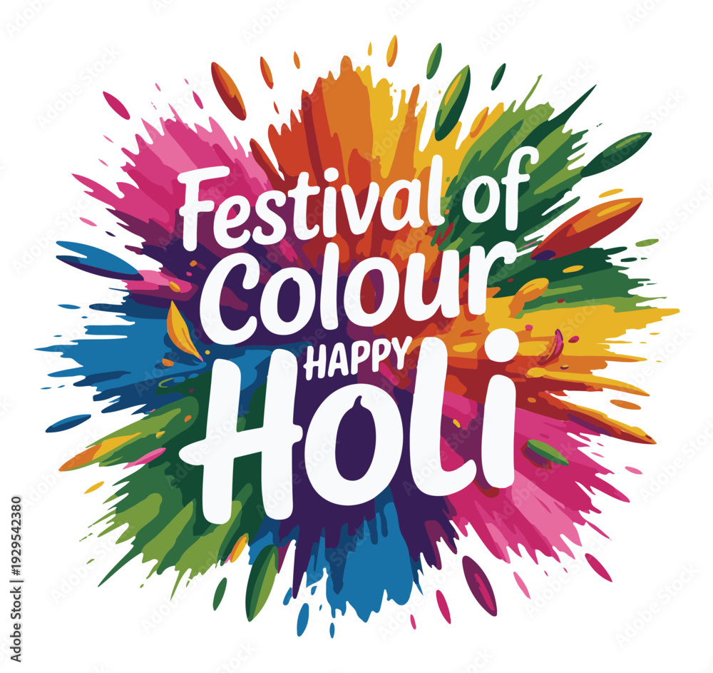 Obraz premium Holi Festival Celebration with Vibrant Colors and Paint Splatters in Bright Lighting for Cultural Events