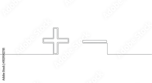 Continuous line art of plus and minus symbols