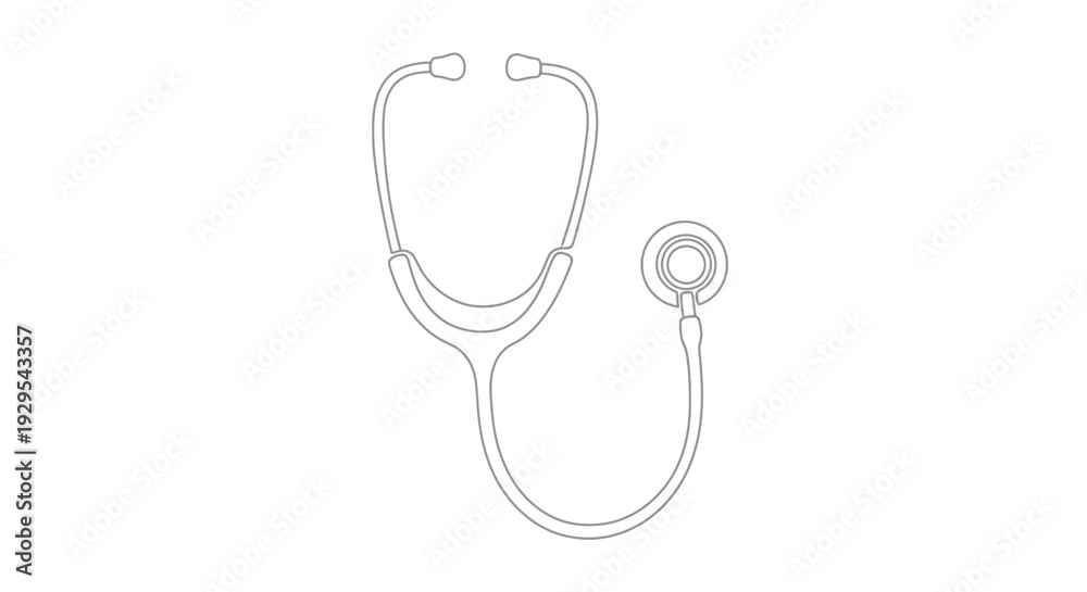 Fototapeta premium Minimalist Line Art of a Stethoscope, Medical Health Concept
