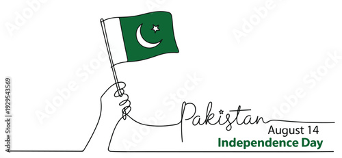 Pakistan Independence Day Celebration with Green Flag