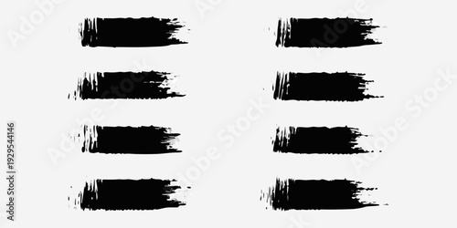 Abstract black brush strokes arranged in a grid pattern on white
