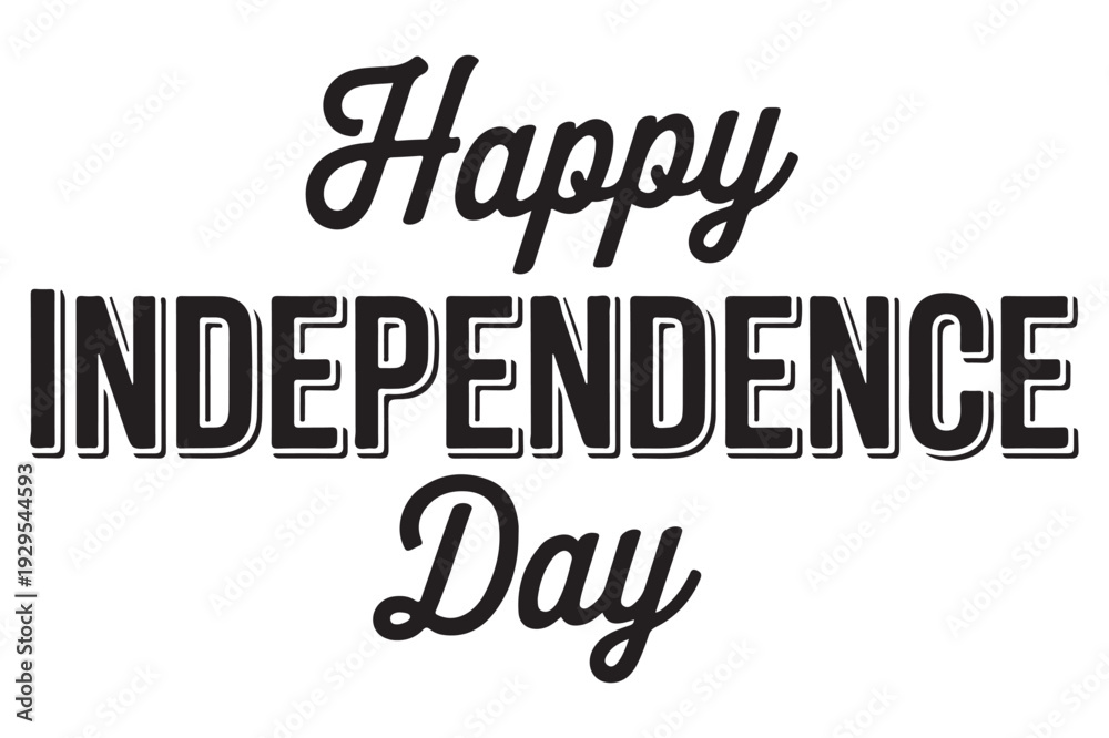 Fototapeta premium Happy Independence Day Celebration Text on White Background