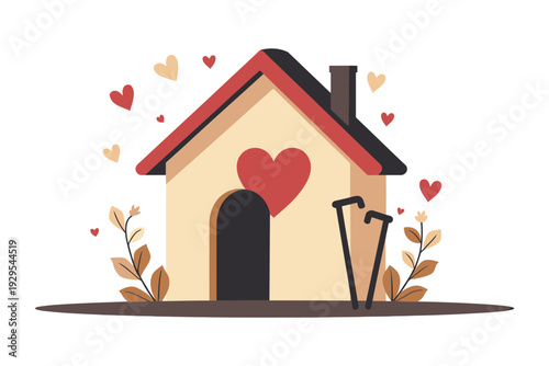 Senior Living Concept – Retirement Home and Compassionate Elderly Care Vector Illustration