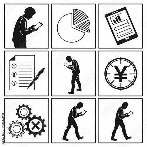 A collection of business and finance related icons Vector