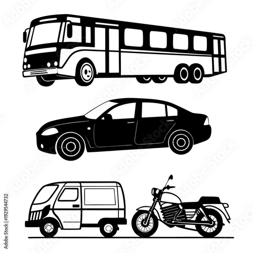 Vehicles for transportation on land Vector