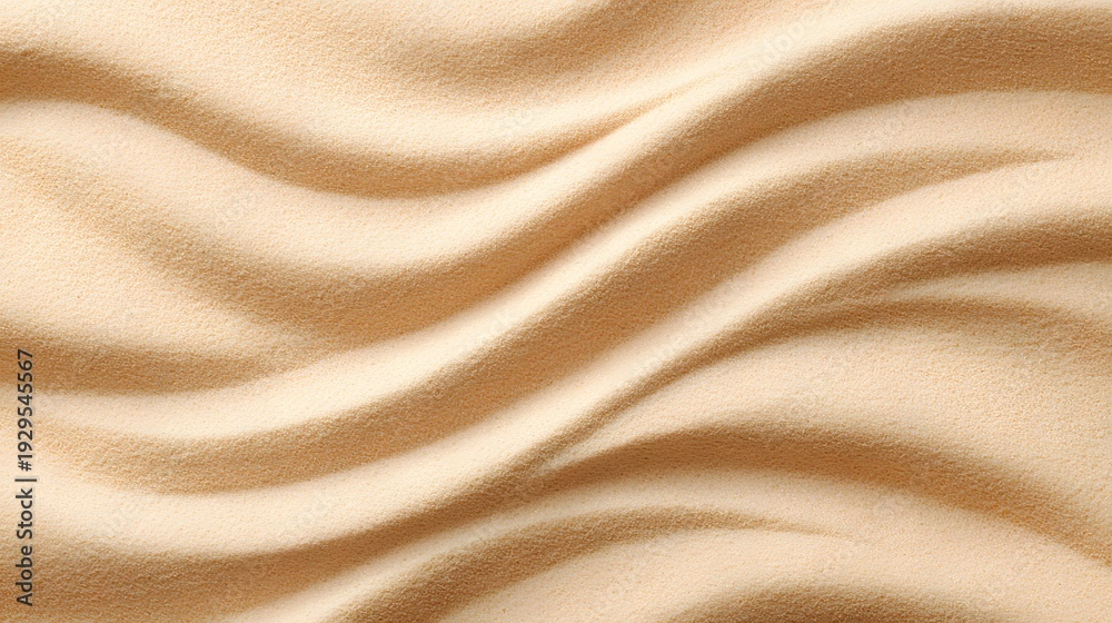 Fototapeta premium Sandy Texture: a close-up of undulating sand, evoking a sense of tranquility and natural beauty. This photograph captures the textures of the desert.