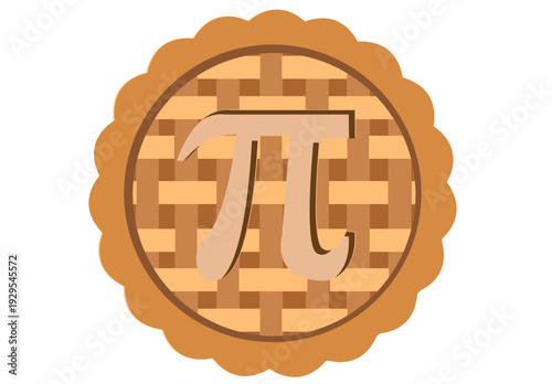 happy pi day concept observed every march 14. baked pie with pi symbol. editable clip art.