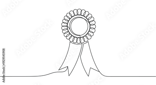 Award Ribbon Continuous Line Drawing, Achievement and Recognition