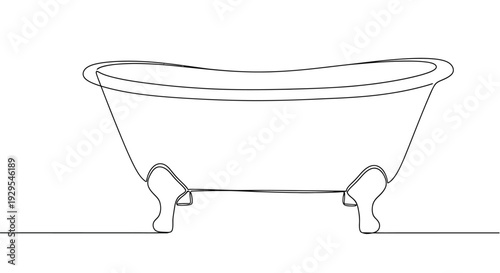 Minimalist clawfoot bathtub drawn with a single continuous line