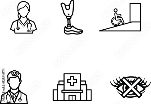 Medical and healthcare accessibility symbols and icons