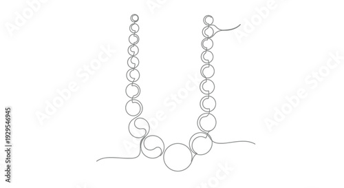 Elegant pearl necklace, minimalist continuous line art