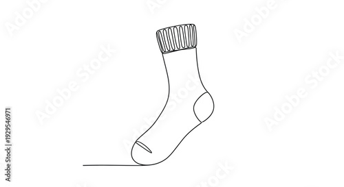 Single sock, minimalist continuous line drawing