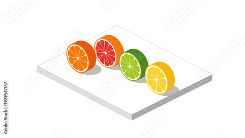 colorful citrus fruit slices of orange grapefruit lime and lemon on white background hand drawn illustration for healthy food design