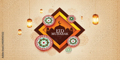 Colorful birthday card illustration featuring a festive home gift box and vector art design with glowing candles and paper pattern numbers for a happy holiday sign