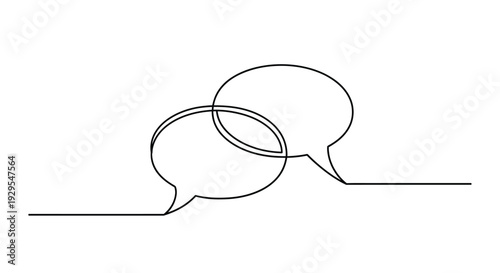 Two overlapping speech bubbles, one line drawing