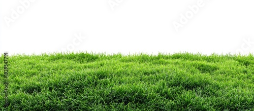 Vibrant green grass, lush and full, on a clean white background