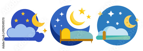 Peaceful night sky with moon stars and clouds for restful sleep