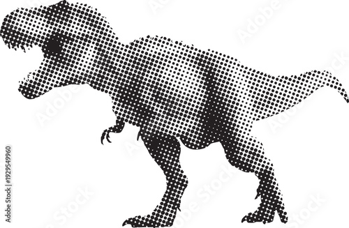 Tyrannosaurus rex with halftone effect, vintage comic style, powerful prehistoric reptile