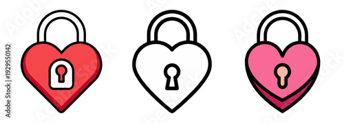 Heart shaped lock collection with different colors and styles