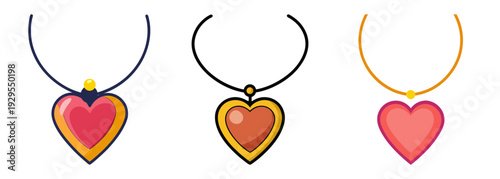 Collection of three heart pendants on necklaces simple art