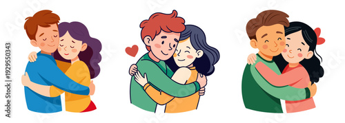 Couple embracing warmly affectionate hugs togetherness love