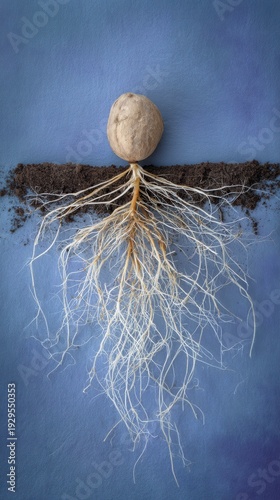 Wallpaper Mural Seed with AI network roots spreading through soil cross section Torontodigital.ca