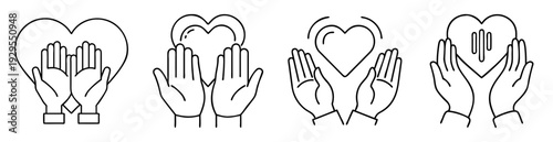 hands offering love and support in various gestures of kindness and care