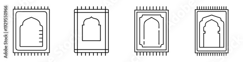 Set of prayer rugs with various designs in black and white outline