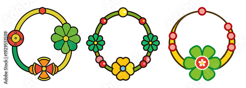 Colorful lucky charm bracelet charms assortment floral designs festive