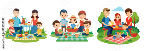 Joyful family picnic scenes fun outdoors food togetherness activities