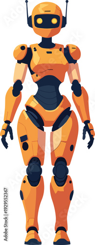 robot umanoide uomo donna  in piedi mezza figura o figura intera  vettoriale 