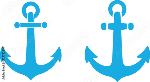 Blue anchor icons on white background