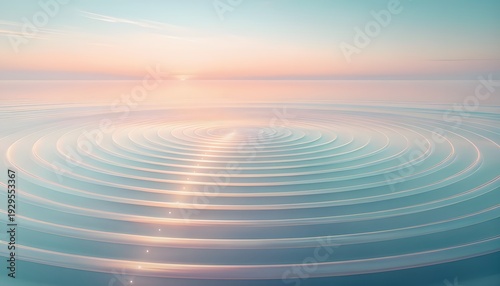 Concentric Data Ripples Expanding Across Horizon, Abstract Visualization of Digital Flow and Connectivity