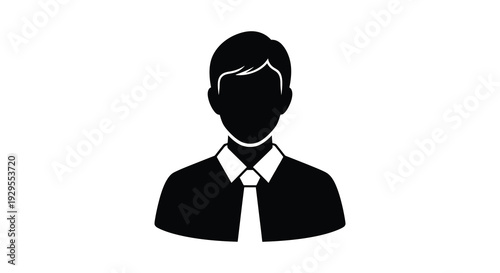 A stark black silhouette of a man in a suit and tie presenting a formal and minimalist aesthetic silhouette