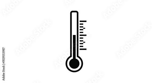 A minimalist depiction of a thermometer displaying a moderate temperature rendered as a striking black silhouette high quality professional