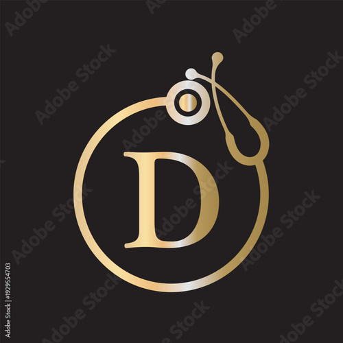 Initial Medical Logo combine with letter D vector template