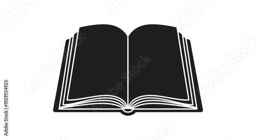 An open book is depicted in a stark black design showcasing knowledge and learning as a striking silhouette