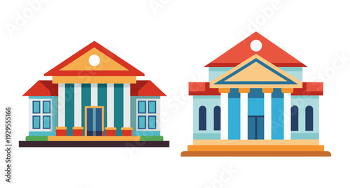 Vector illustration of two classic institutional buildings