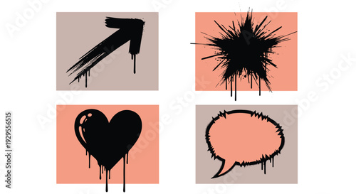 Graffiti Symbols Heart Arrow Speech Bubble.