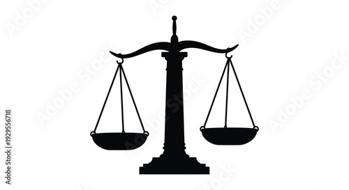 A stark black silhouette of scales of justice symbolizes fairness impartiality and the legal system silhouette high quality professional