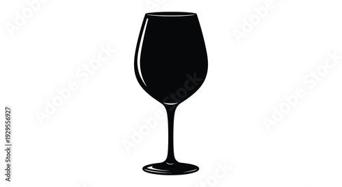 A striking black silhouette of a classic wine glass stands against a clean white background evoking elegance and simplicity silhouette