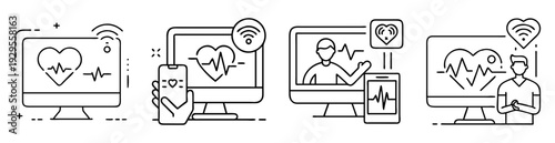 Digital healthcare and telemedicine concept illustrated with heart rate monitoring technology