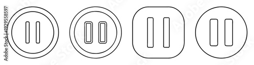 Four different styles of pause button icons in outline vector illustration