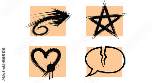 Four Symbolic Icons Representing Various Emotions.