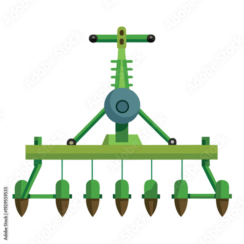 Essential green agricultural planter machine for modern farm seeding and cultivation activities