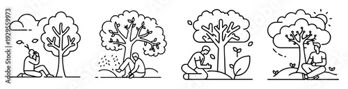 Stages of Life under a Tree A Journey from Sadness to Peace