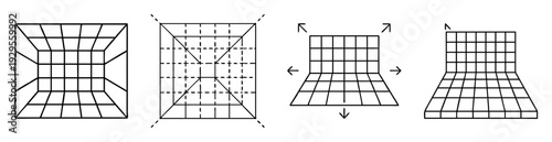 Illustration showing the transformation from a cube to a frustum with arrows