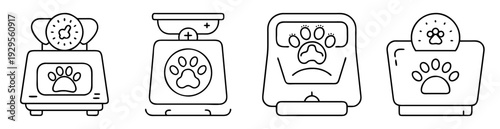 Line art illustration of animal scale for weighing pets and other animals
