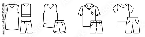 Illustrated Outlines of a Variety of Summer Clothing Combinations and Apparel