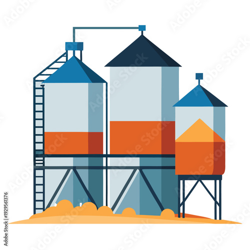 Industrial Agricultural Grain Silos for Farm Storage and Processing Facilities